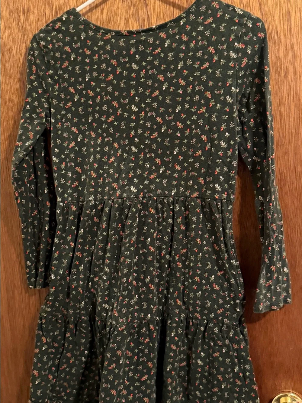 Old Navy Forest Green Floral Long-Sleeve Dress